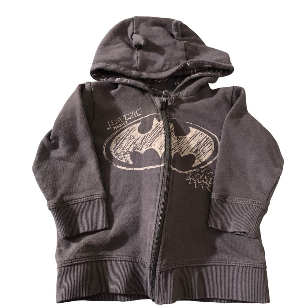 H&M Batman Zip up Sweatshirt with bat ears grey baby size 6-9 months